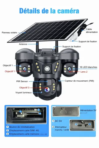 Vente et pose caméra sans fil 4G et solaire, Saint-André, Elec Connexion